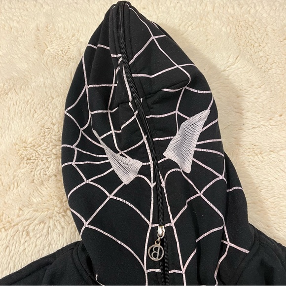 Vintage Y2K Boom Nation Spider-man Hoodie Full Face Zip Marvel Rhinestones Large - Picture 2 of 5